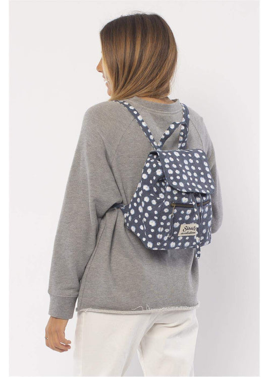 Sisstrevolution Sunshine Days Mini Backpack in indigo on model