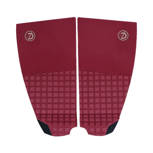 Deflow 2 piece burgundy deck grip for surfing