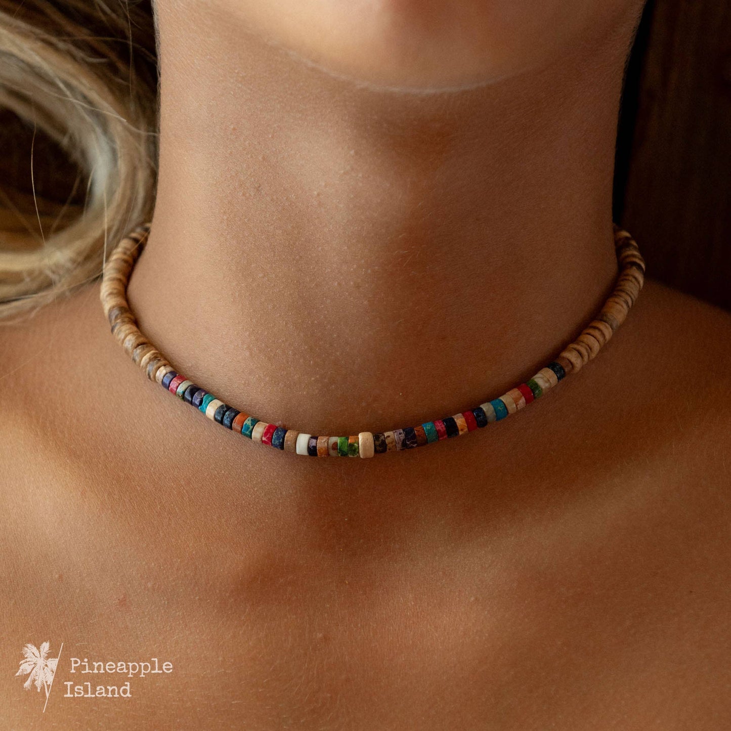 Pineapple island Koʻolau Wood Beaded Necklace