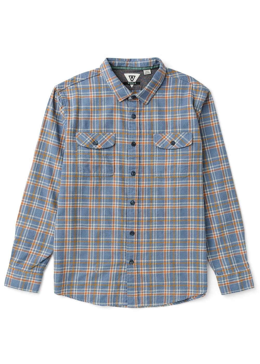 Vissla Central Coast Eco LS Flannel in Phantom, front view.