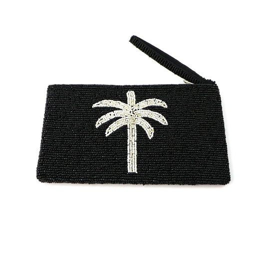 Pineapple island Large Palm Tree Beaded Pouch
