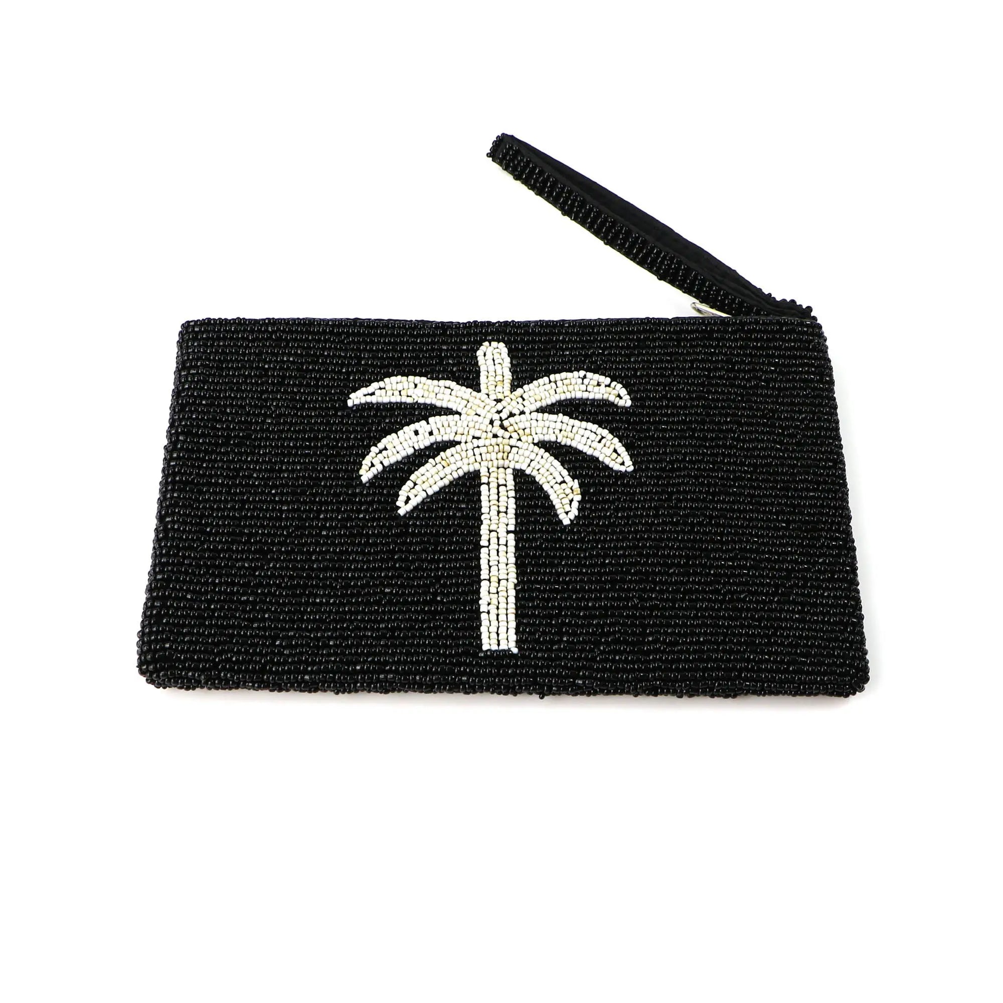 Pineapple island Large Palm Tree Beaded Pouch