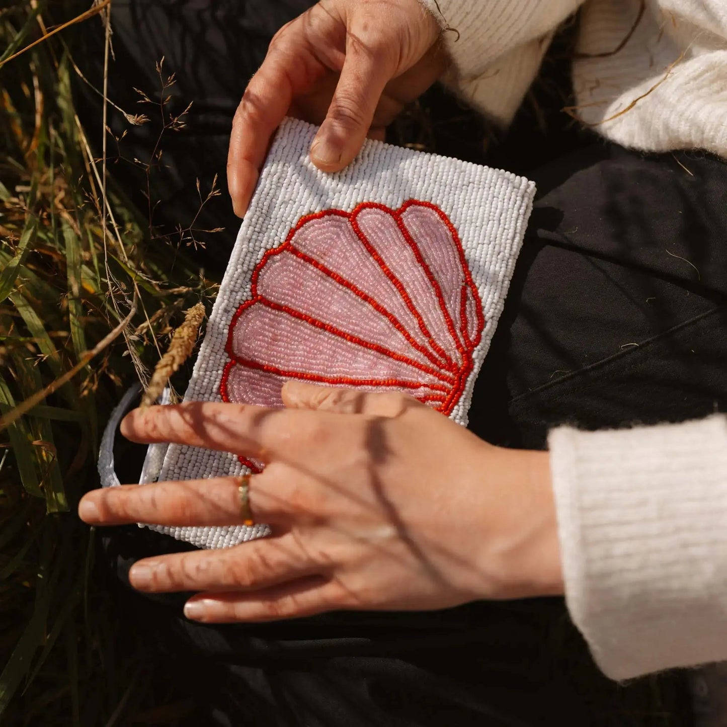 Handmade Shell Beaded Pouch for Daily Essentials