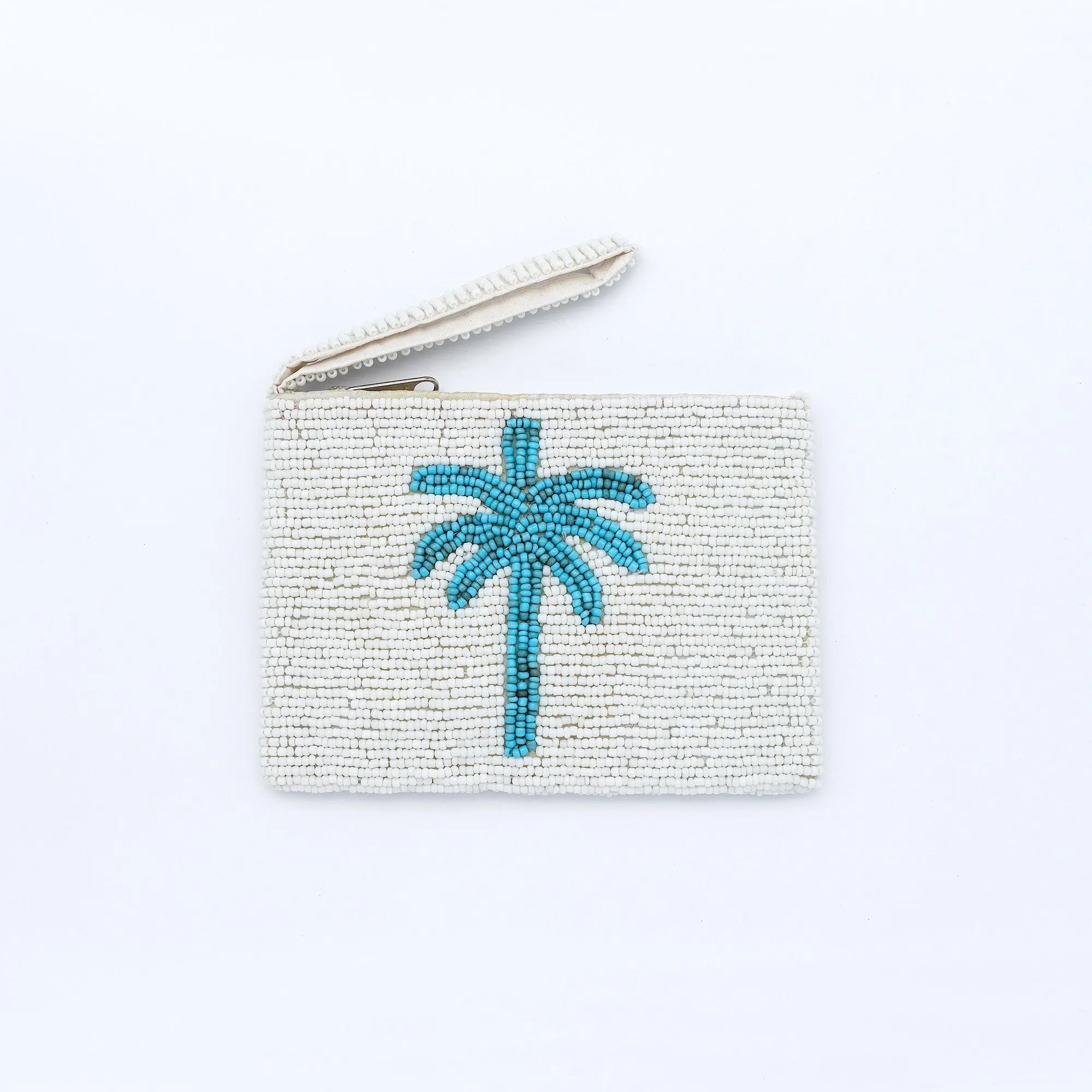 Small Palm Tree Beaded Pouch