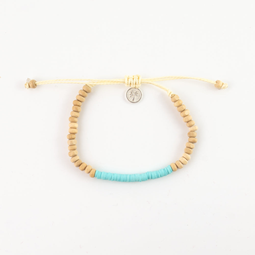 Pineapple Island anklet COCA-021 with beige and turquoise beads.