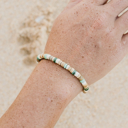Laut Green & Wood Beaded Bracelet