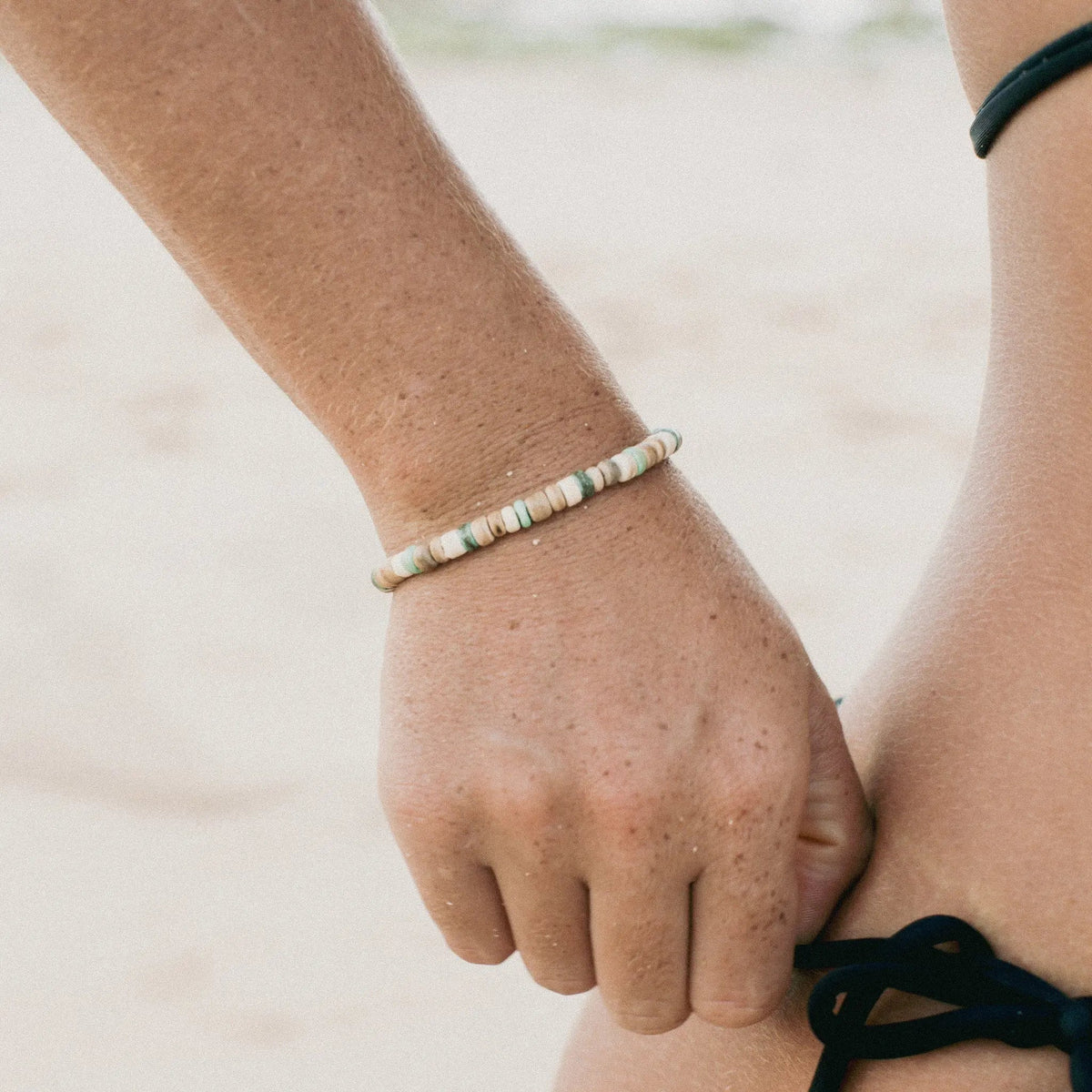 Laut Green & Wood Beaded Bracelet