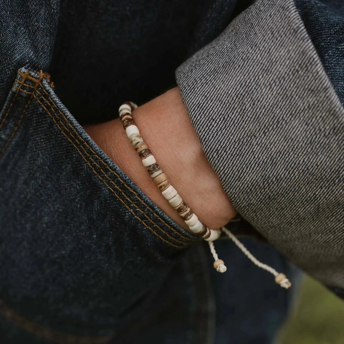 Laut Green & Wood Beaded Bracelet