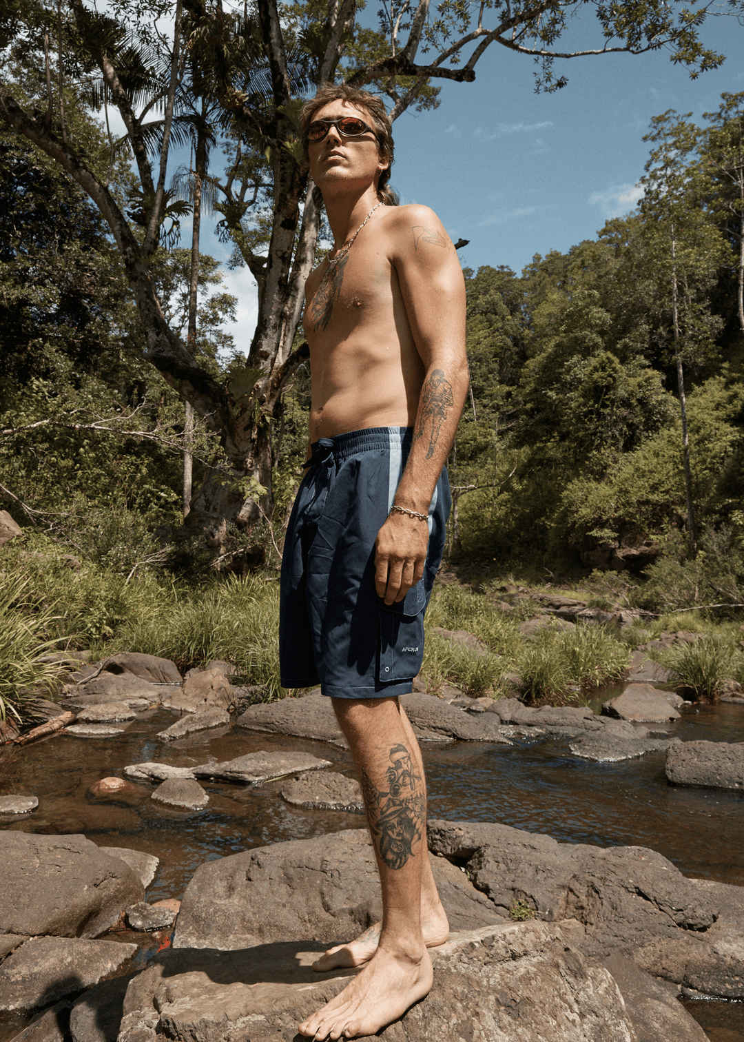 AFENDS House Related Cargo Swim Short 20" - Deep Sea