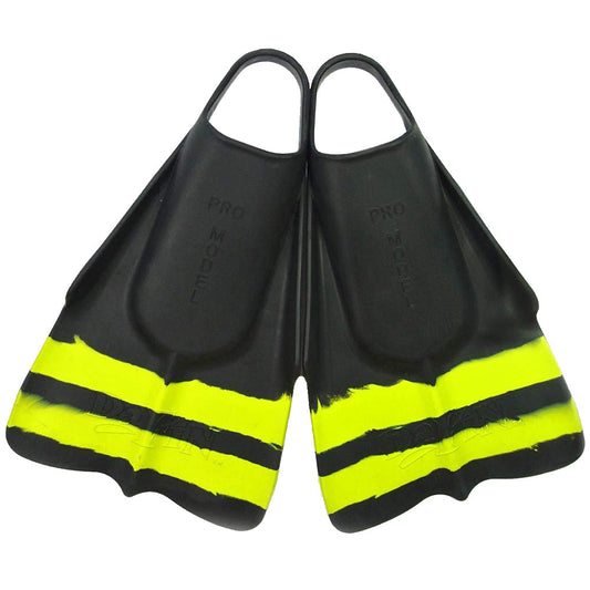 Black and yellow swimming fins