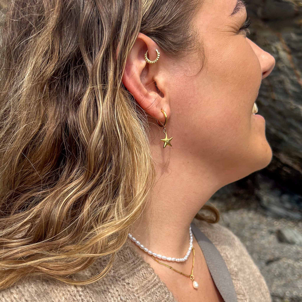 Starfish Hoop Waterproof Earrings