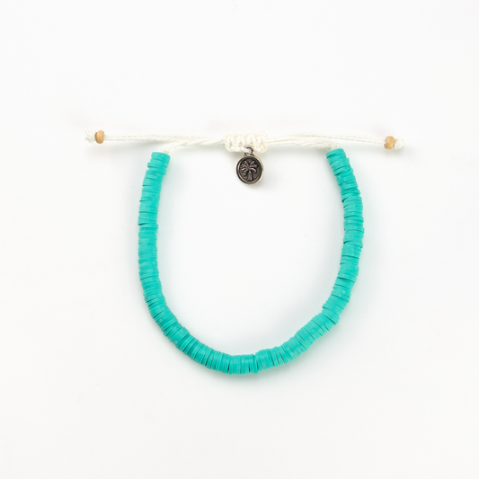 Turquoise Pineapple Island bracelet FIM-003 with adjustable white cord.