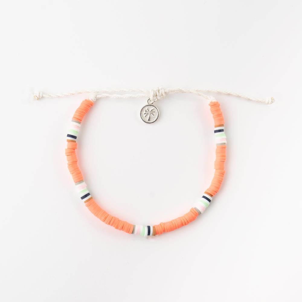 Pineapple Island Anklet FIA-020 with orange beads and charm.