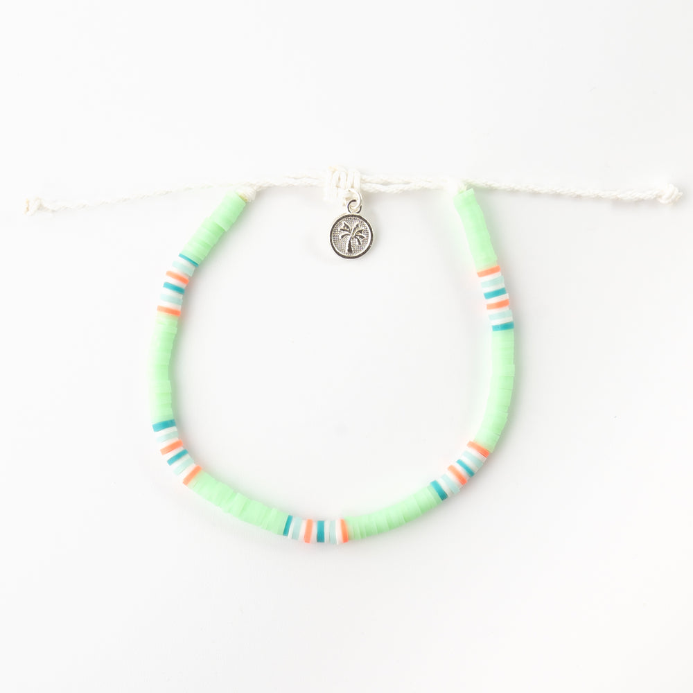 Pineapple Island Anklet FIA-023 with pastel beads and palm charm.