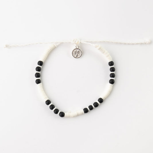 Stylish Pineapple Island Anklet FIA-024 with black and white beads.