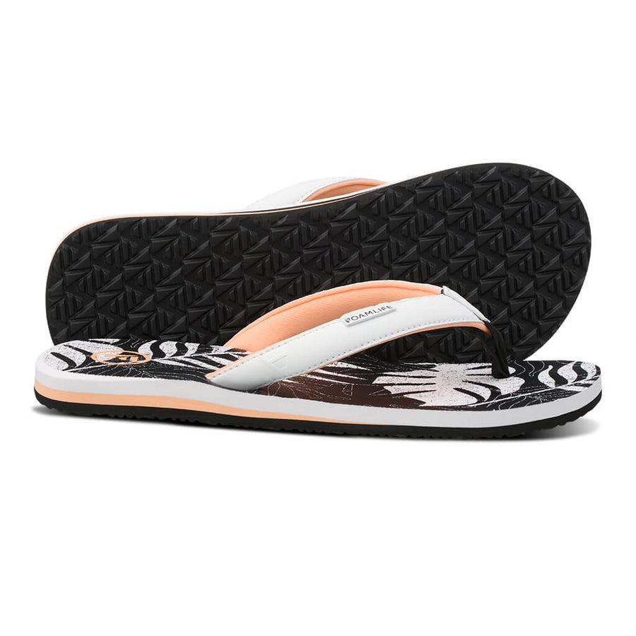 FoamLife Zikat SC women's flip flops showing top and sole with textured grip.