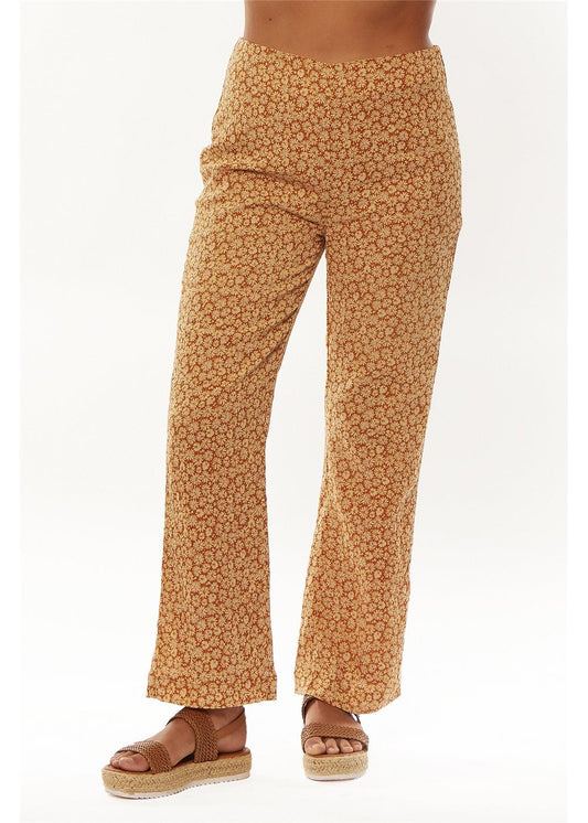 Sisstrevolution Heart Breaker Pant in Acorn with floral print design.