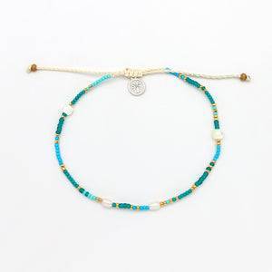 Pineapple Island Giada Cinta Pearl Beaded Surf Anklet - Turquoise
