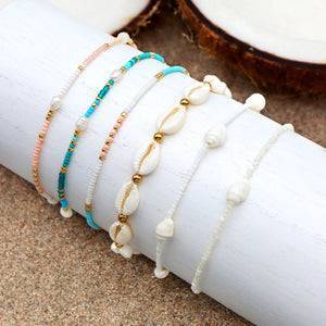 Pineapple Island Giada Cinta Pearl Beaded Surf Anklet - Turquoise