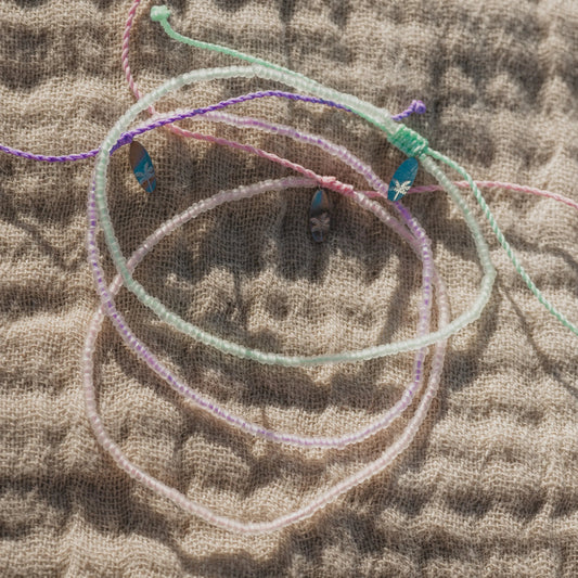 Ka'anapali Frosted Glass Beaded Anklet Set