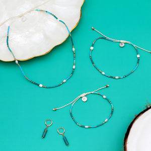 Pineapple Island Giada Cinta Pearl Beaded Surf Anklet - Turquoise