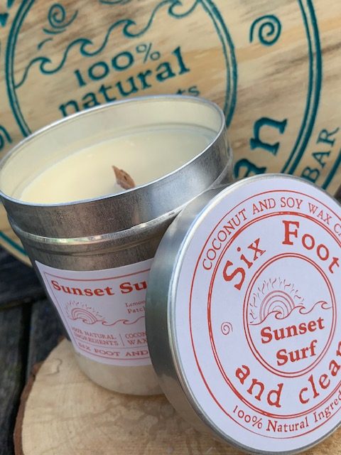 Six foot & clean Sunset Surf Coconut and Soy Wax Natural Candle