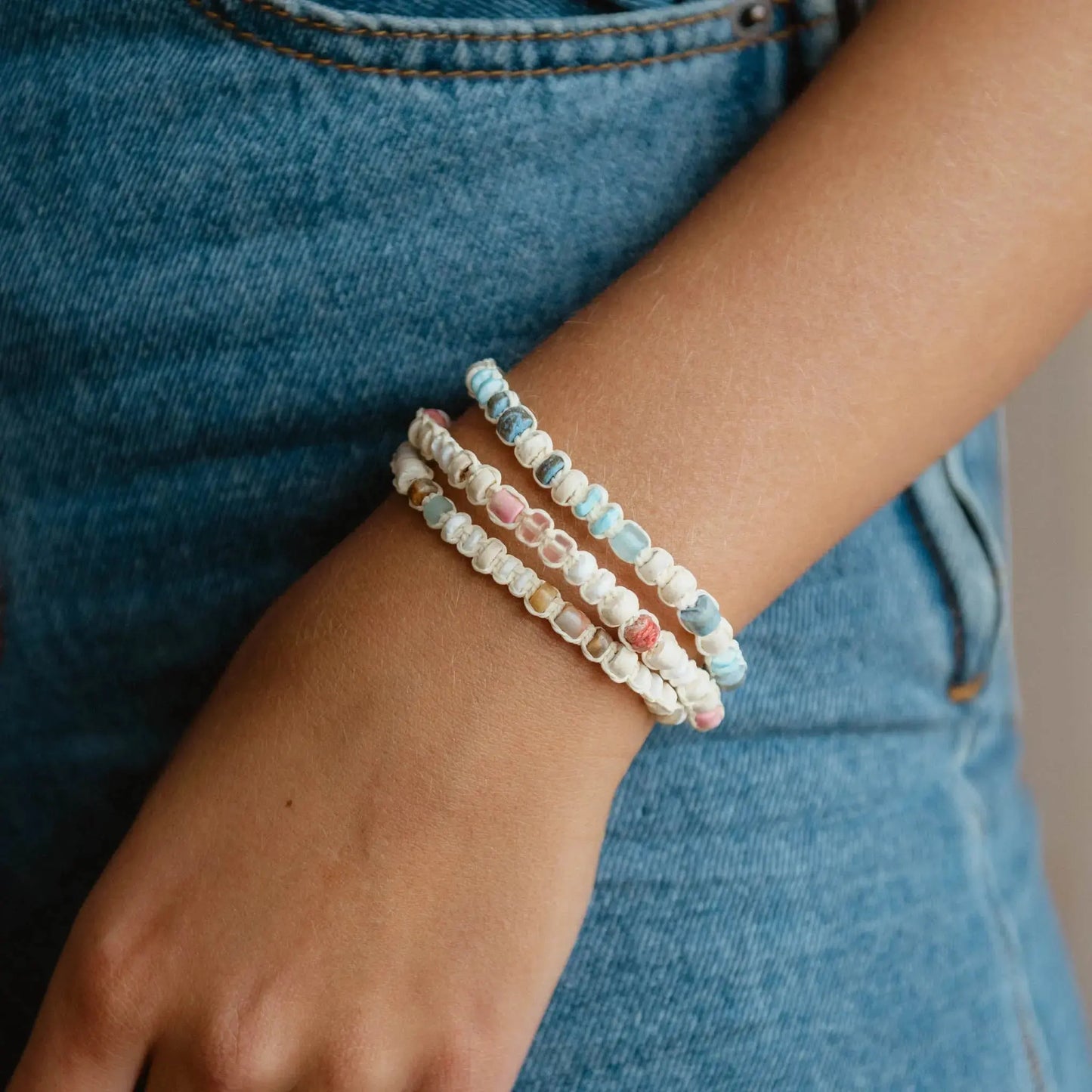 Mount Rinjani Surfer Bracelet with Natural Beads