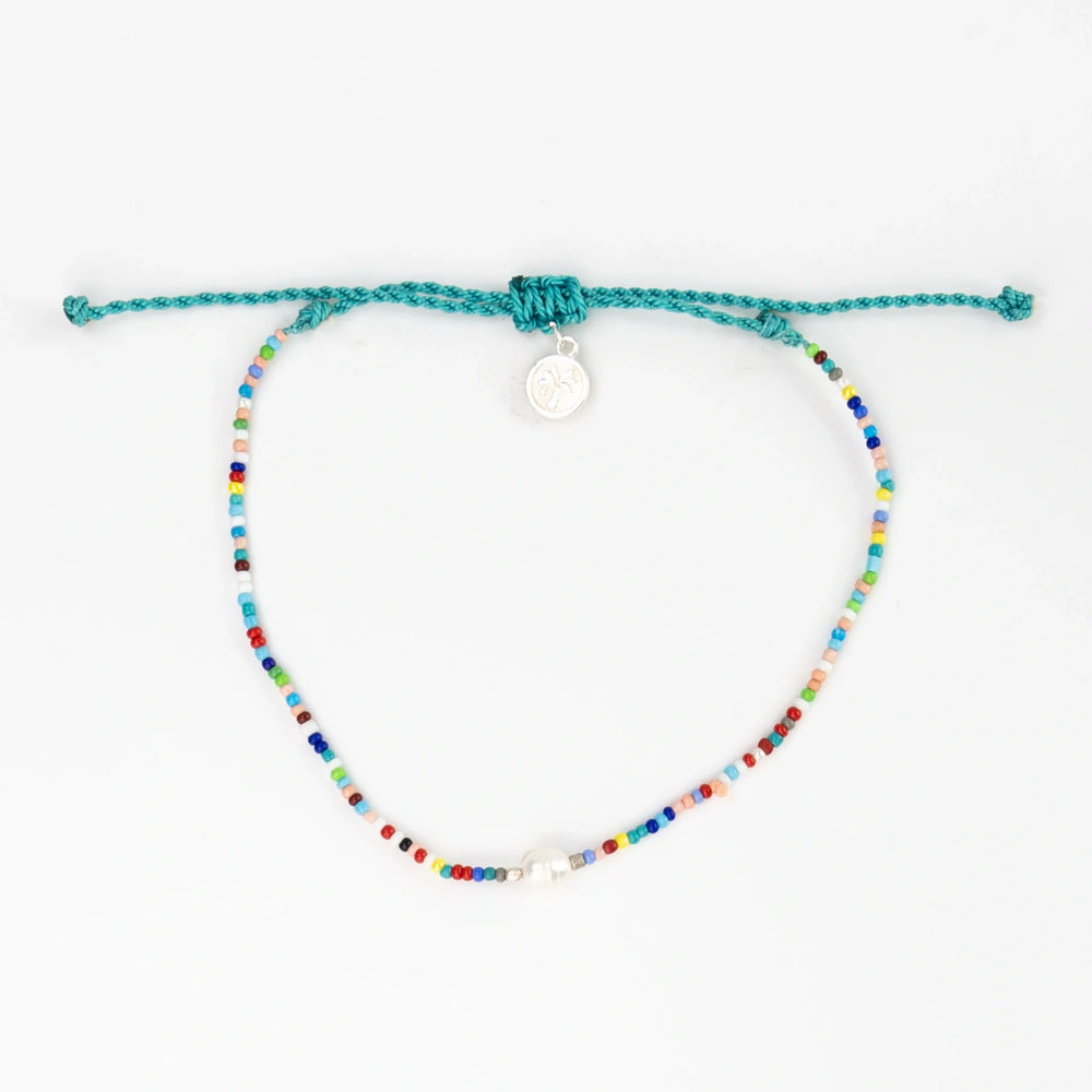 Pineapple island Matira Freshwater Pearl Beaded Anklet - Rainbow