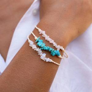 Pineapple Island Love Is Here Natural Stone Bracelet - Turquoise
