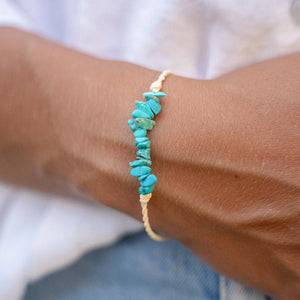 Pineapple Island Love Is Here Natural Stone Bracelet - Turquoise