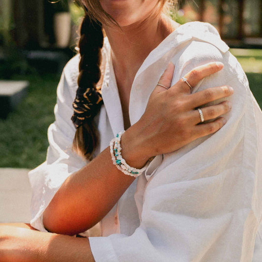 Natural Stone and Pearl Bracelet Set by Pineapple Island