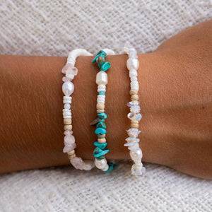 Pineapple Island Love Is Here Natural Stone, Pearl & Shell Bracelet