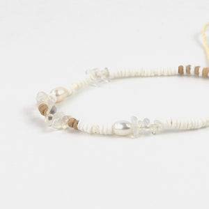 Pineapple Island Love is Here Natural Stone, Pearl & Shell Anklet - Moonstone