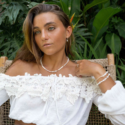 Pineapple Island Love Is Here Natural Stone, Pearl & Shell Necklace