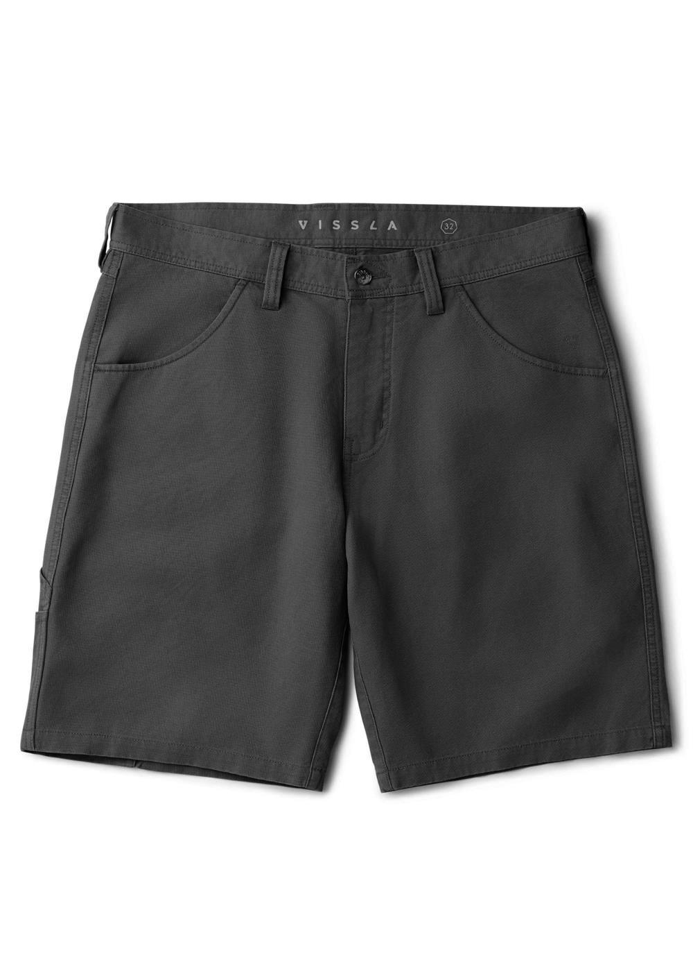 Vissla Pismo Painter Eco Short in moss green, front view.