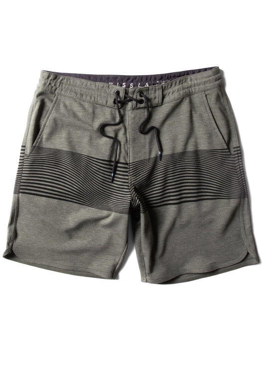 Vissla Locker Eco Sofa Surfer 18.5" walkshort in dark khaki heather, front view.