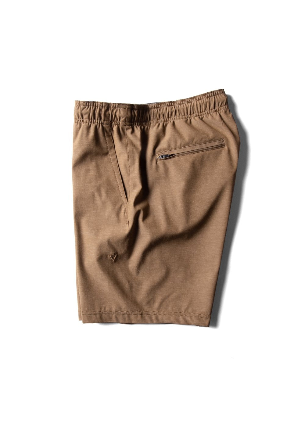 Vissla Hemp No See Ums Eco 18" Elastic Walkshort in brown, side view.