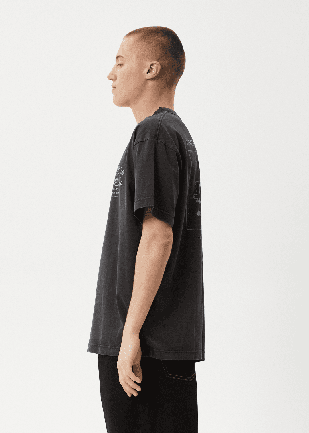AFENDS Cosmic Con Heavyweight Boxy Tee - Stone Black