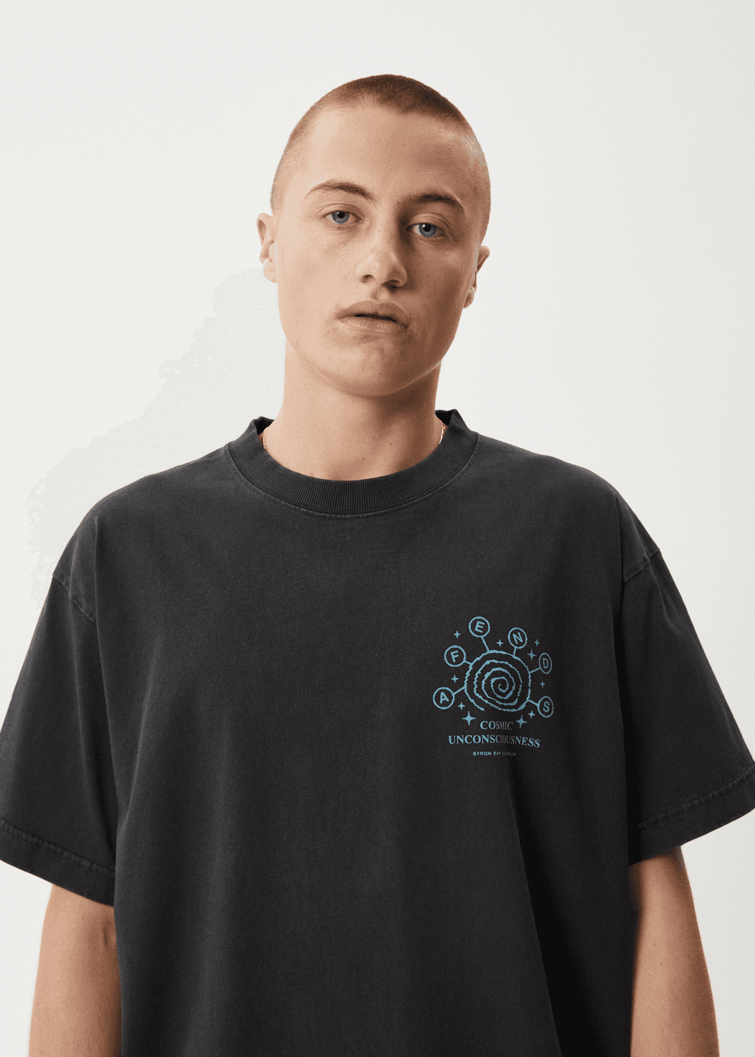 AFENDS Cosmic Con Heavyweight Boxy Tee - Stone Black