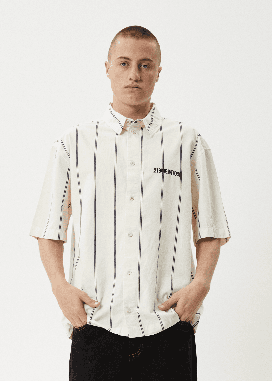 AFENDS Fineline Short Sleeve Shirt - Limestone