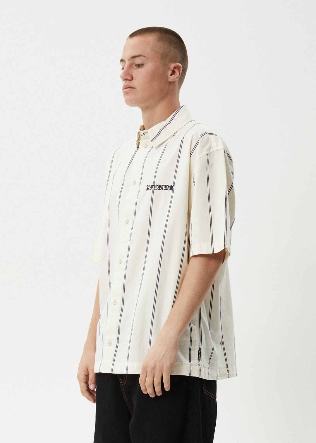 AFENDS Fineline Short Sleeve Shirt - Limestone