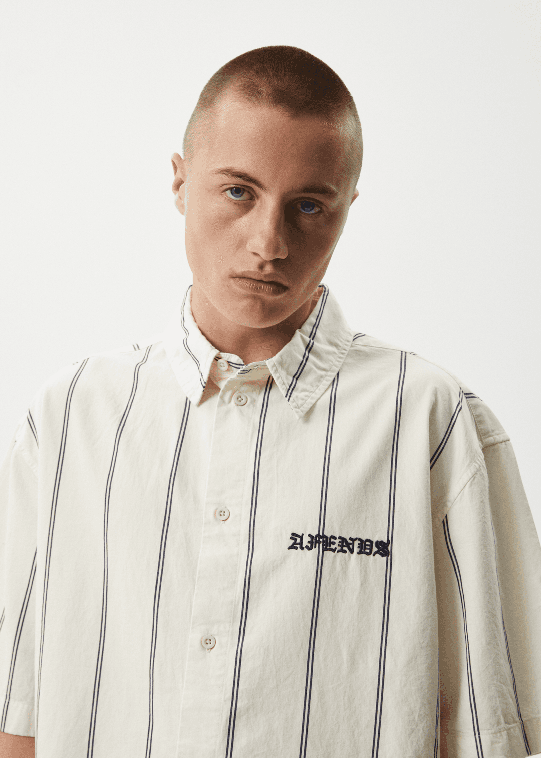 AFENDS Fineline Short Sleeve Shirt - Limestone