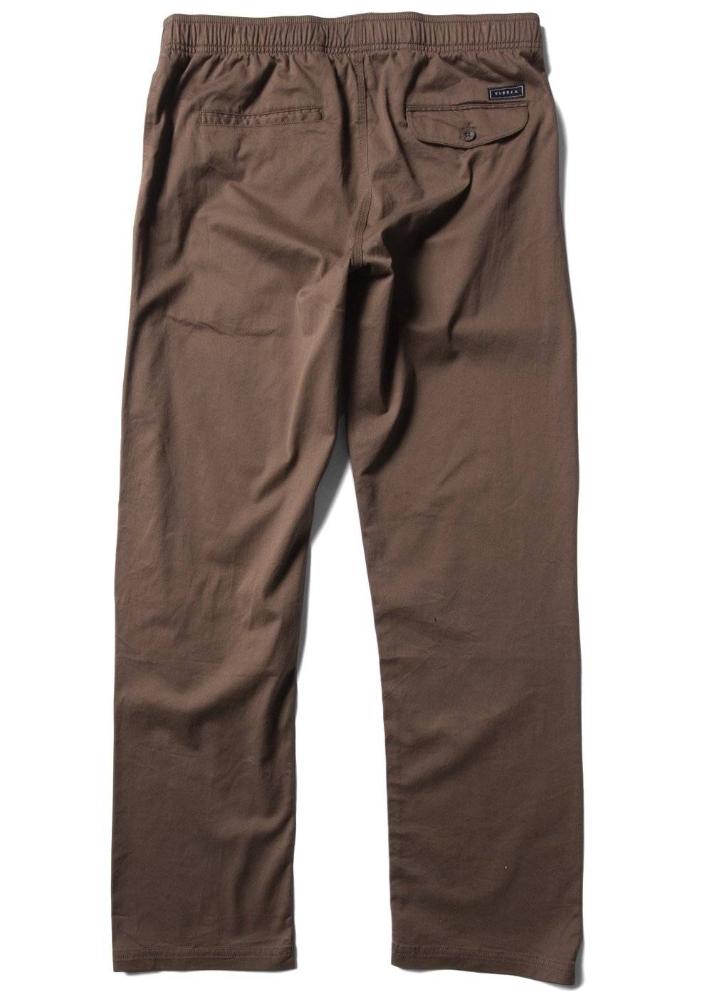 Vissla No See Ums Eco Elastic Pant in Dark Earth, back view.