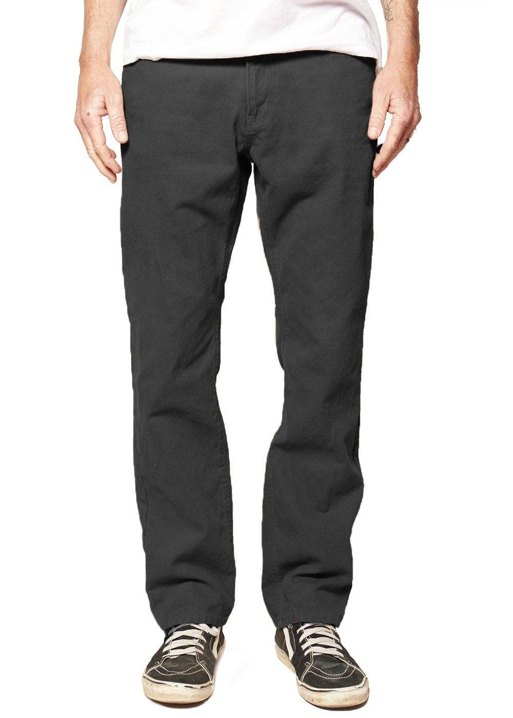 Front view of Vissla Border Canvas 5 Pkt Pant in phantom color.