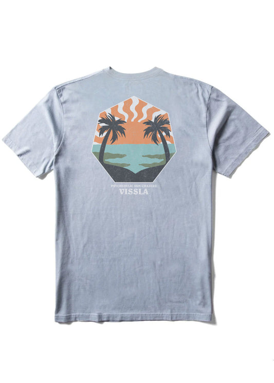 Vissla Psychedelic Palms Tee, Stone blue