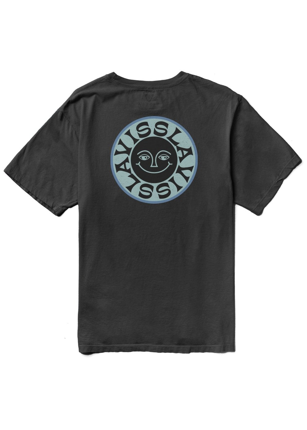 Back view of Vissla Solar Smiles Organic Tee in white with sun graphic design.