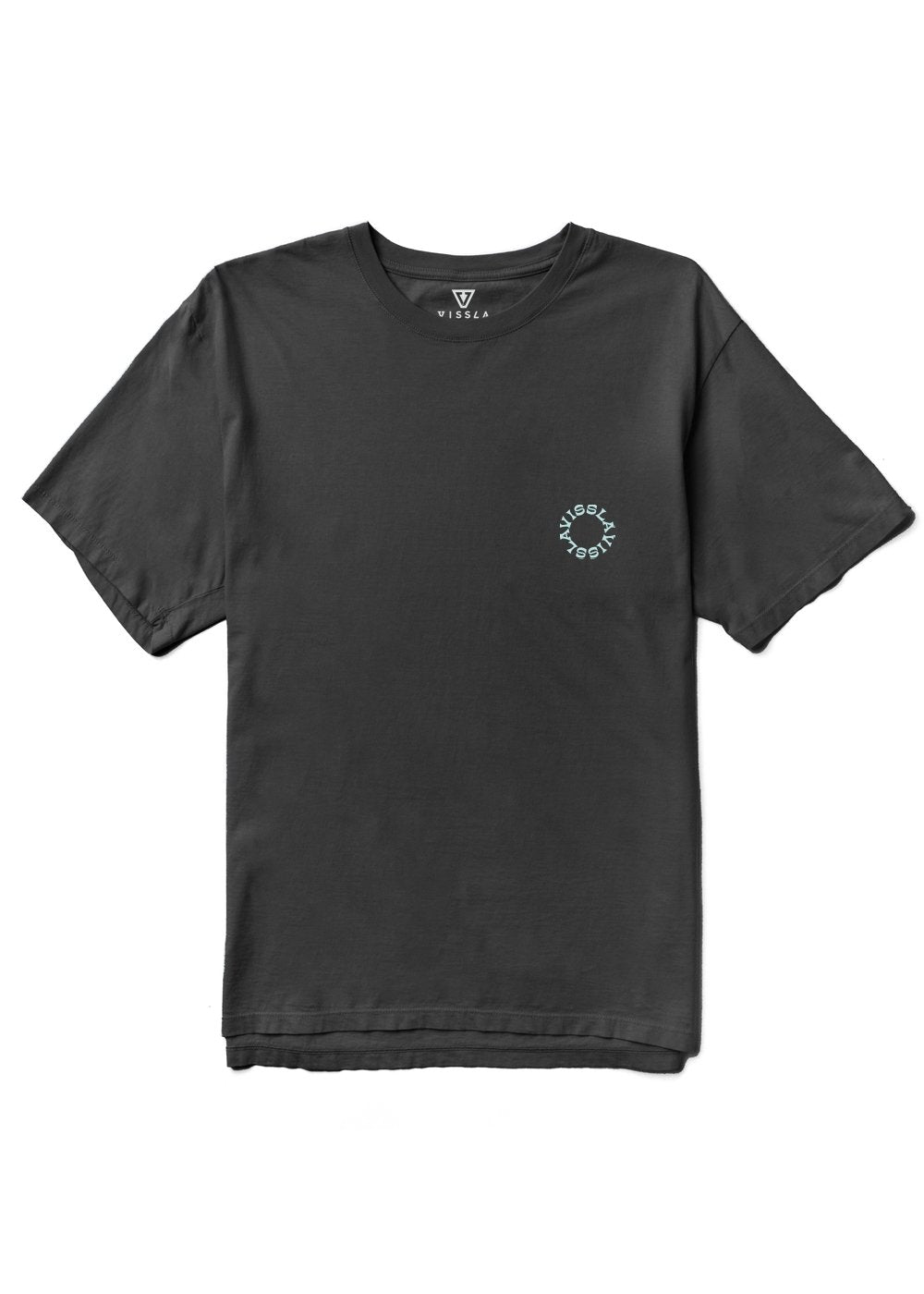 Vissla Solar Smiles Organic Tee in Phantom with minimalist front design.