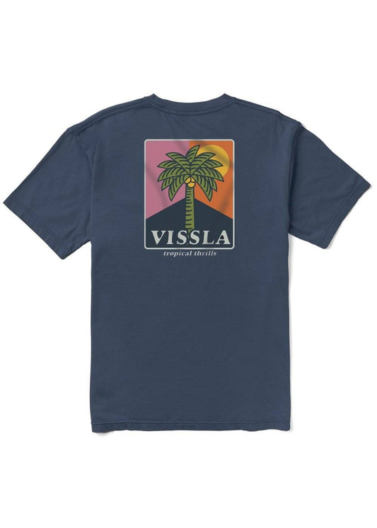 Vissla Tropical Thrills Premium Organic Tee with palm tree graphic on back.