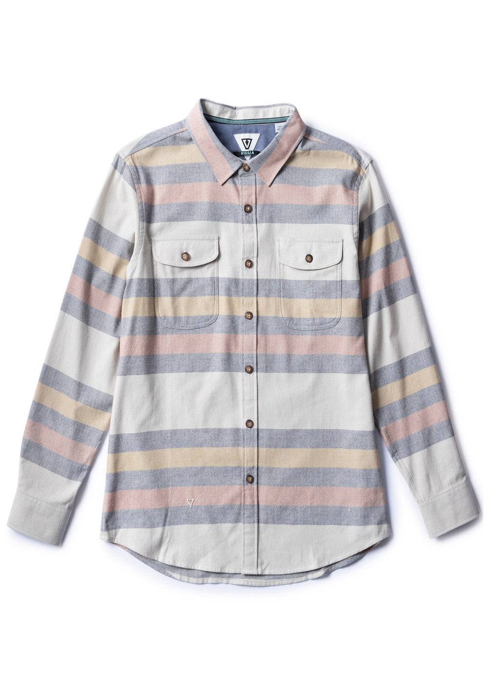 Vissla Central Coast Eco LS Flannel in Phantom, front view.