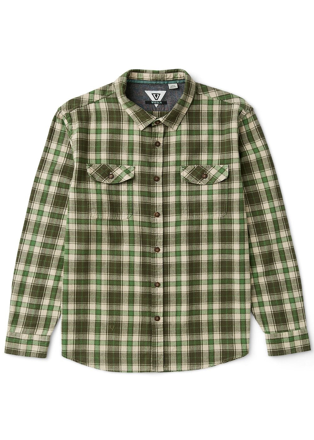 Vissla Central Coast Eco LS Flannel in Phantom, front view.